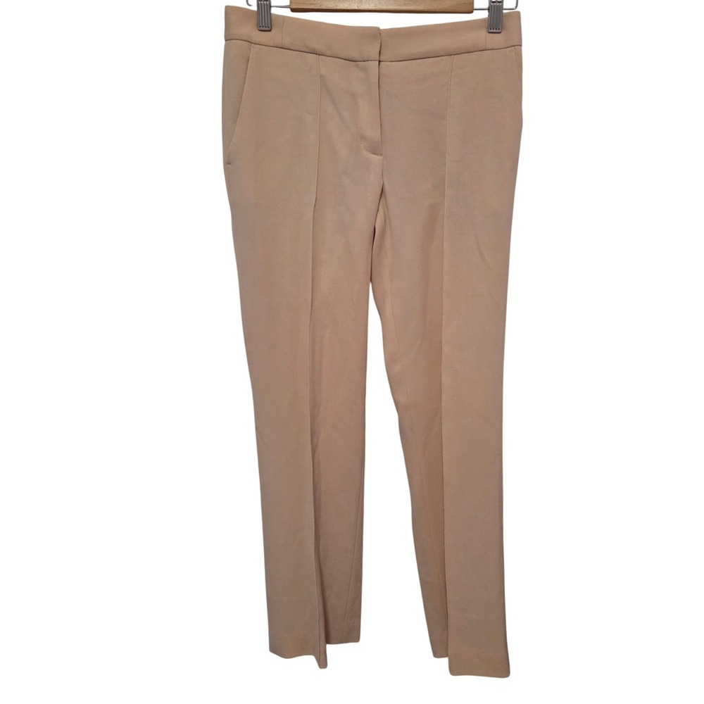 Herve Leger Sierra Wool Trousers Pale Powder Peach Beige Straight Leg Pants 0
